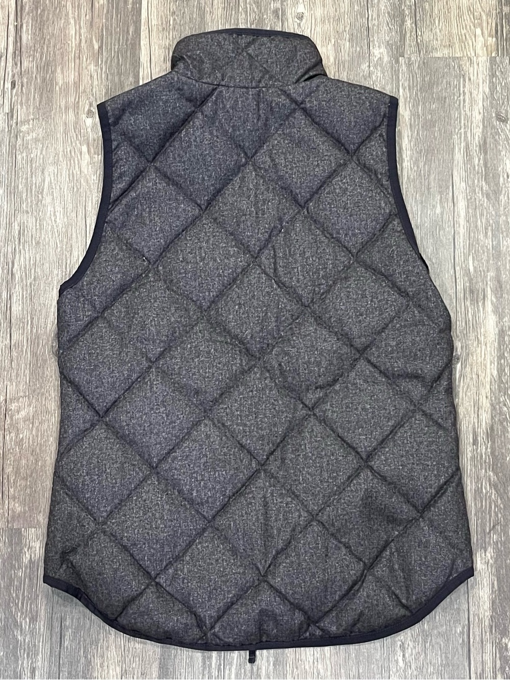 J.Crew Quilted Puffer Vest Women XXS Charcoal Gray Gold Zip High - Picture 6 of 7